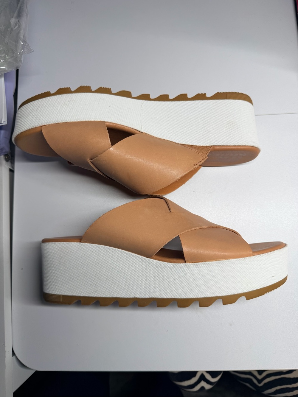 Sorel Cameron Flatform Slide Sandal (Women) - Honest Beige/Sea Salt Sz 9 NWOT
